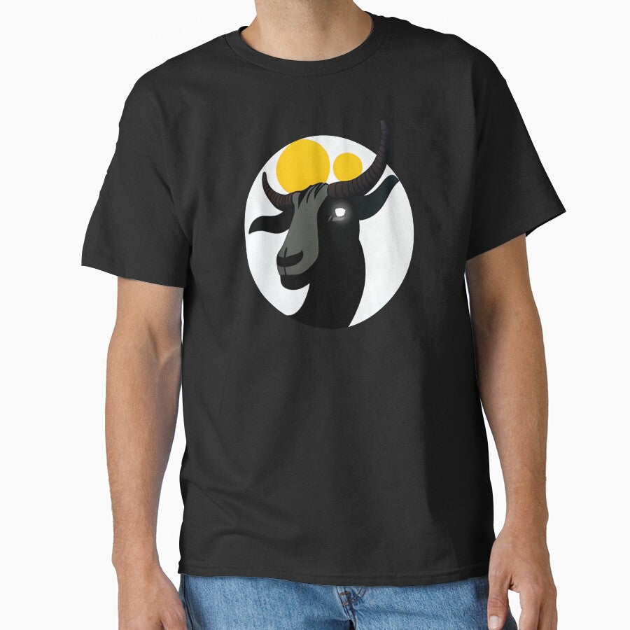 Majestic Black Goat Sticker Design by Litheon
