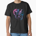 Howling Wolves Moon T-Shirt – Neon Galaxy Wolf Desig by PSYNOVA