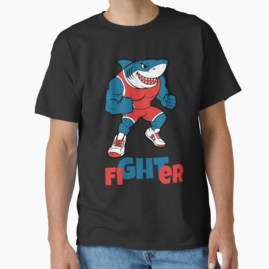 Muscle Shark Fighter – Fierce Boxing Cartoon Design by Karim-Karem