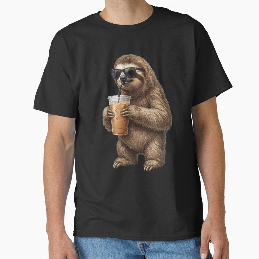Funny Sloth Drinking Iced Coffee Meme Sloth Lover by TerryConnells