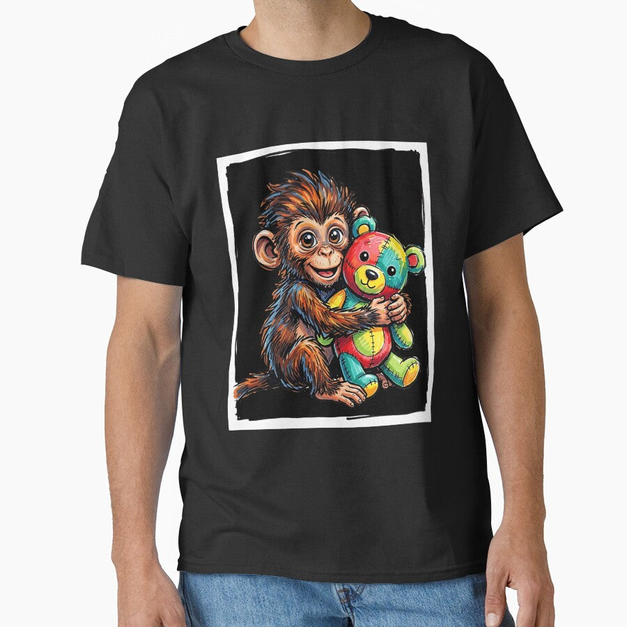 Cute Baby Monkey with Patchwork Teddy Bear by graphixpolash