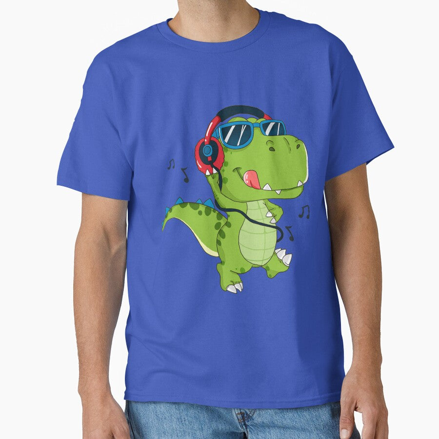 Dinosaur With Headphones Listening To Music by KellySX