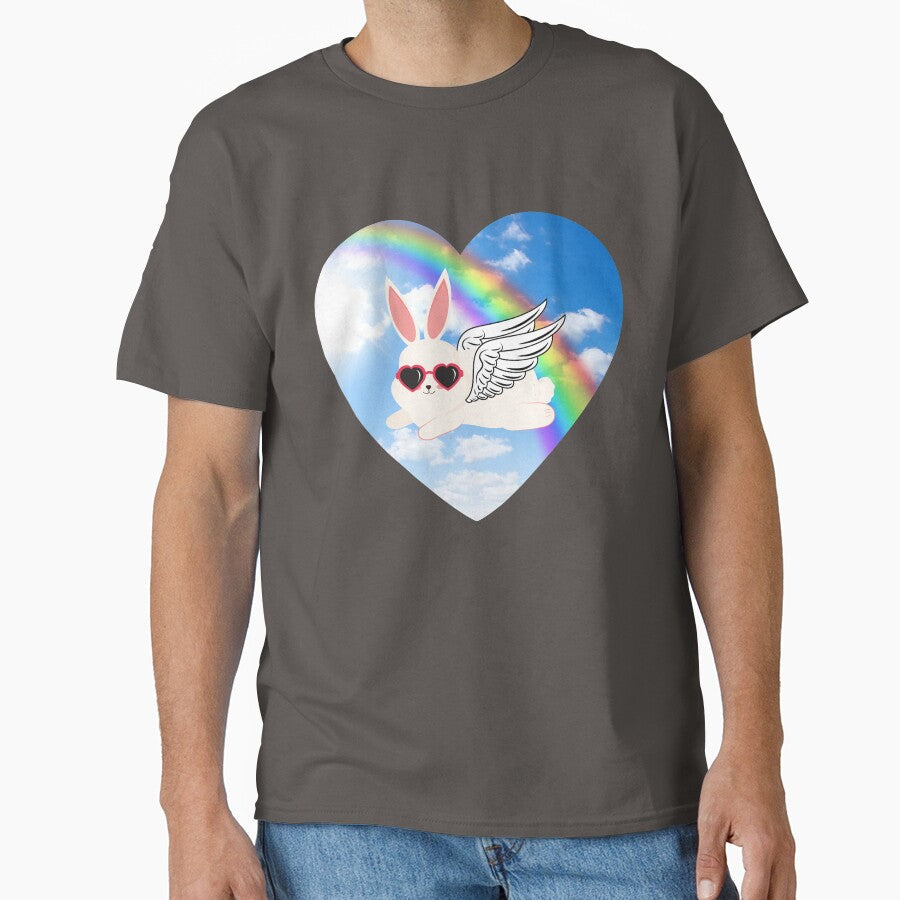 Rabbit Angel Flying Over Rainbow by Imemewell