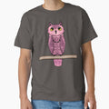 Cute Pink Owl Perched Yellow Eyes by lilpoltergeist