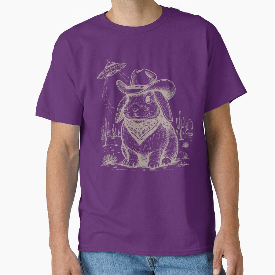 Vintage Retro Rabbit UFO Western Country Bunny Wild West Unisex by Colorfulman