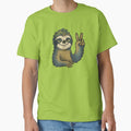Hippie Sloth Peace Sign Groovy Retro Chillout Vibe Design by FrictionMaxxing