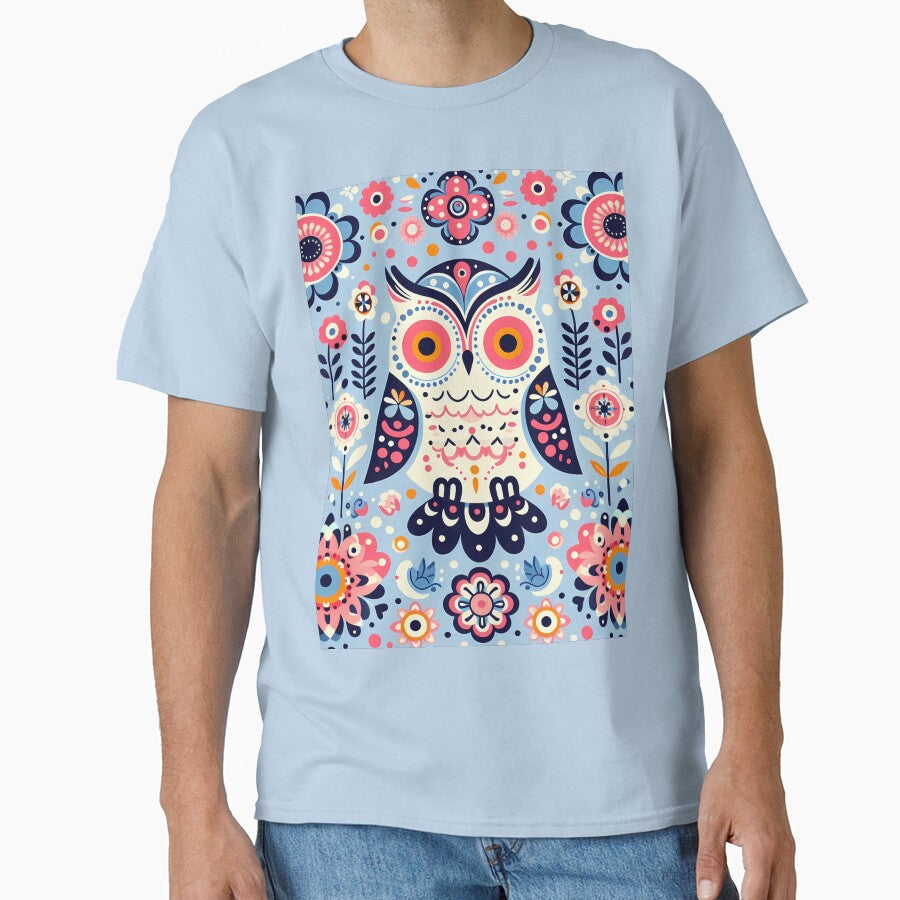 Whimsical Owl Folk Art Woodland Friend - Scandinavian Folk Art by heidiannemorris © by FOLK ART FUSION by heidiannemorris