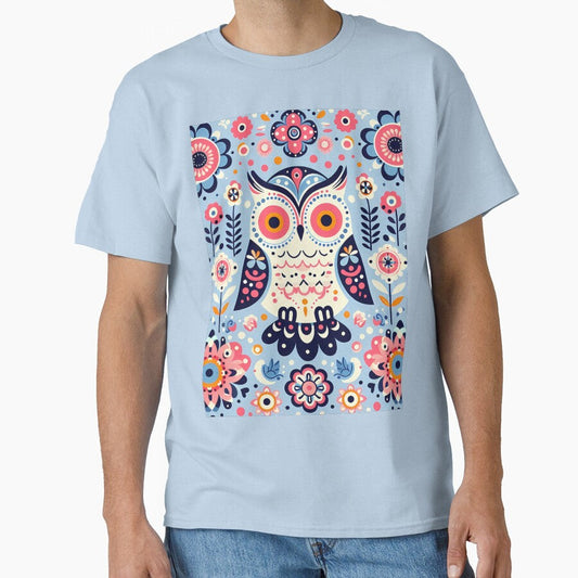 Whimsical Owl Folk Art Woodland Friend - Scandinavian Folk Art by heidiannemorris © by FOLK ART FUSION by heidiannemorris