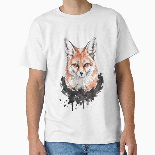 The Cunning One – Red Fox Portrait with Ink Splash on Black Background by  InkVeil