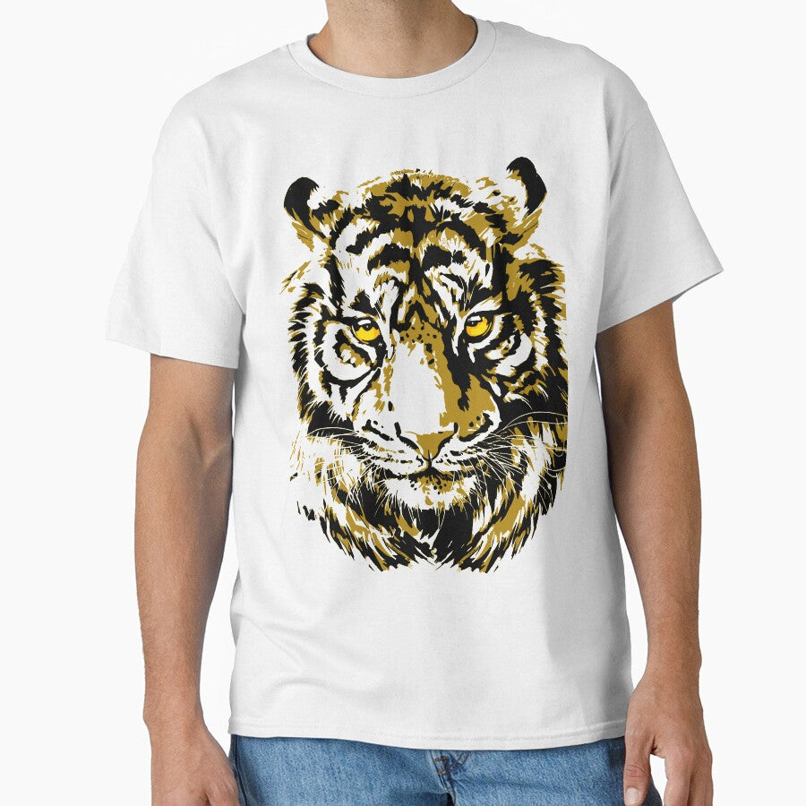 Beige Tiger Head T-Shirt - Tiger T-Shirt by BigWildKiwi
