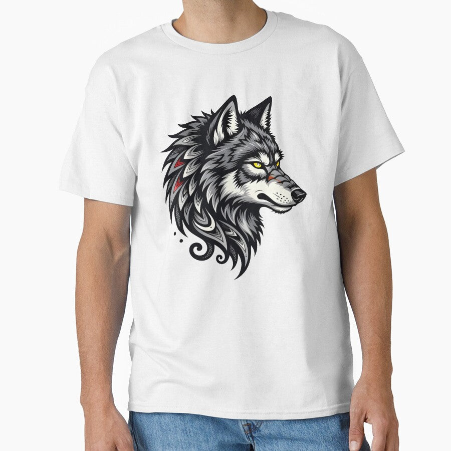 Tribal Wolf Head Artwork | Fierce Animal Spirit Design by SinghMerchUniverse