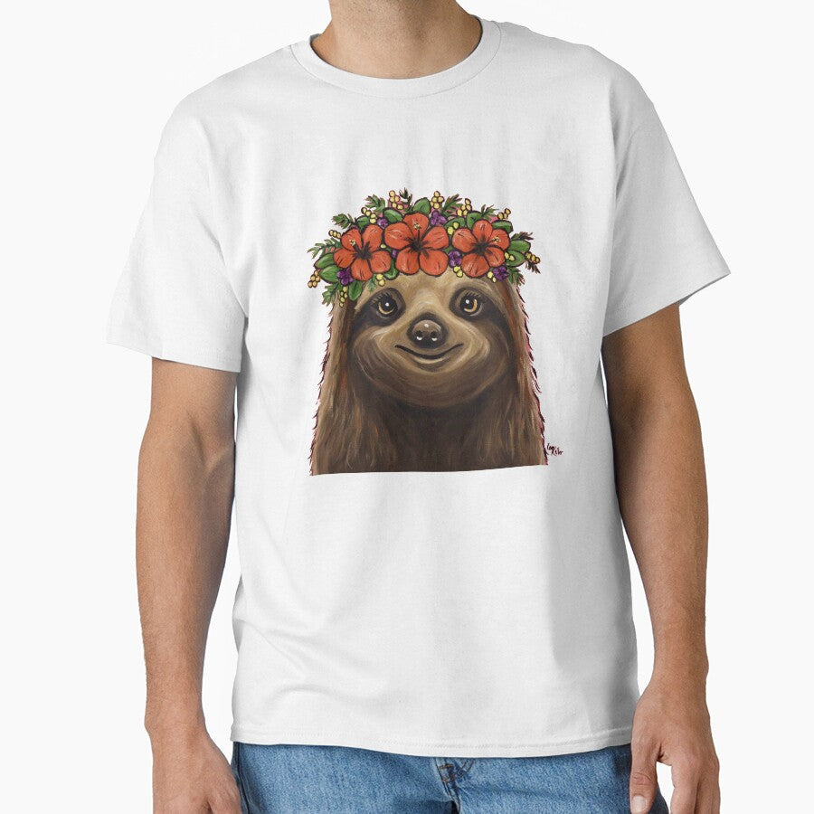 Sloth with Flower Crown Art by leekellerart
