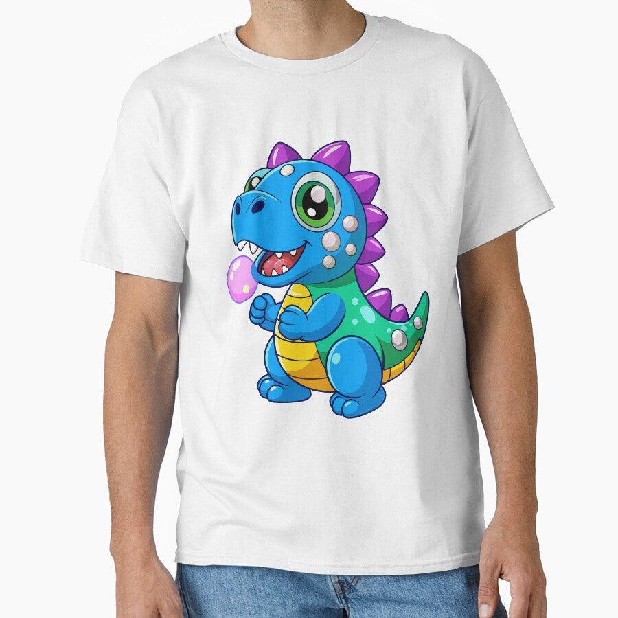 Playful Dinosaur Blowing Bubbles Sticker – Kawaii Vector Art on White Background by itsnaeem (36)