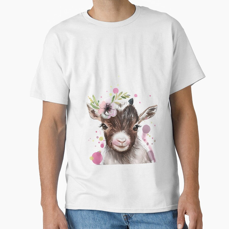 Watercolor Floral Baby Goat by SiouxLove