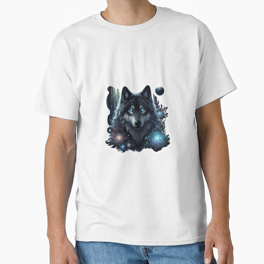 "Discover the Majesty of the Enchanted Forest: A Stunning Illustration of the Largest Wolf with Midnight Black and Ethereal Silver Fur" by CammeliaFashion