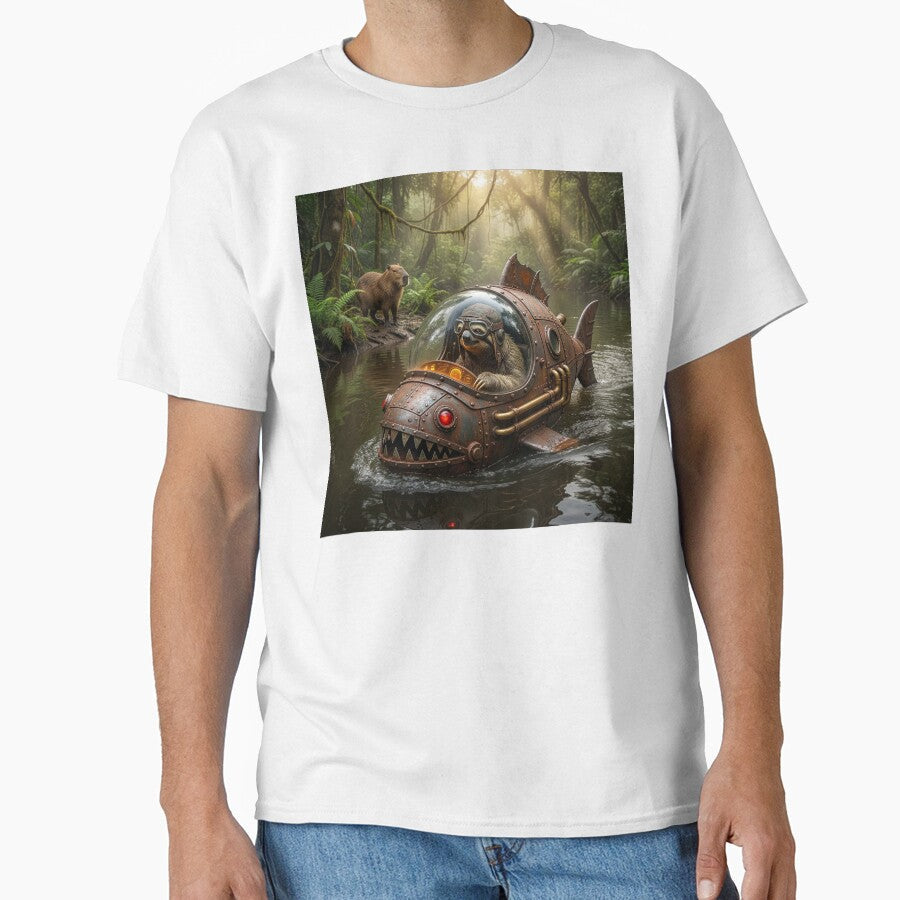 Sloth Cruises Amazon River in His Piranha Boat by Tridentulus