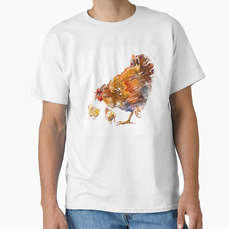 Chicken with chickens. Drawing of a chicken. by Elena Reutova