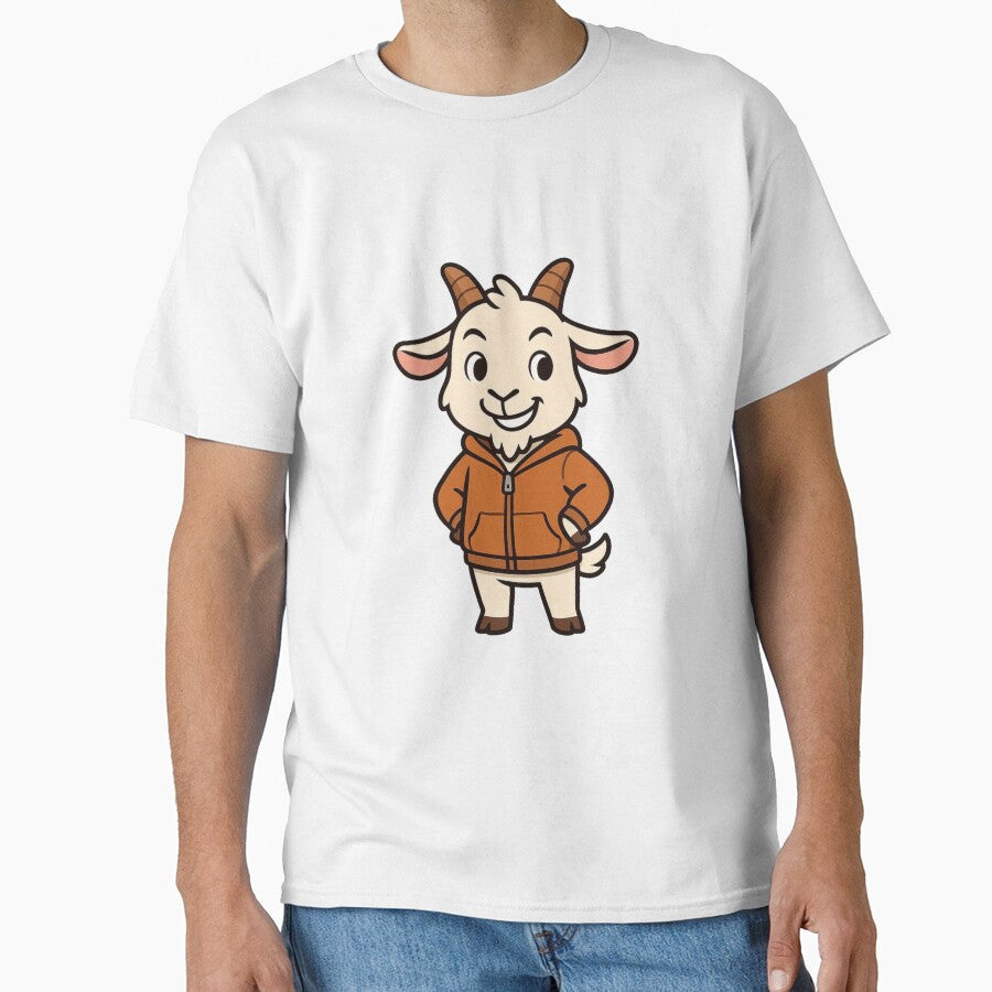 Playful Goat in Casual Hoodie – Cute Farm Animal Fashion Illustration by Confuzz1ed