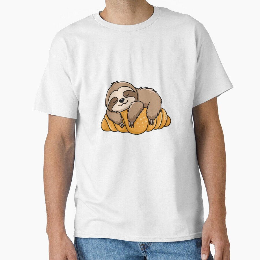 sloth sleeping on croissant by jkrphoto