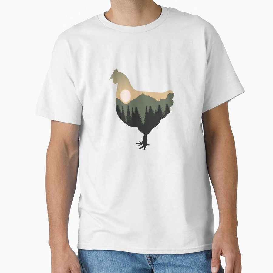 chicken animal forest mountain sunset gift by alaechamlal
