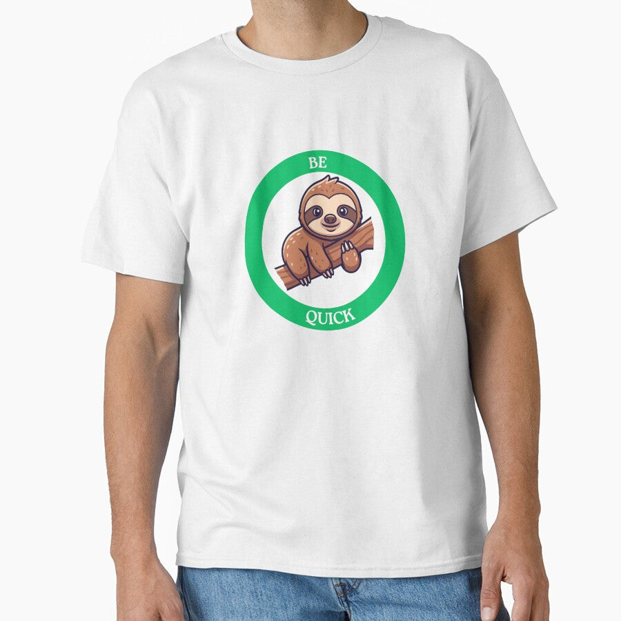 Be Quick Sloth - Cute Sloth on Branch Circle Sticker by Love3Happy