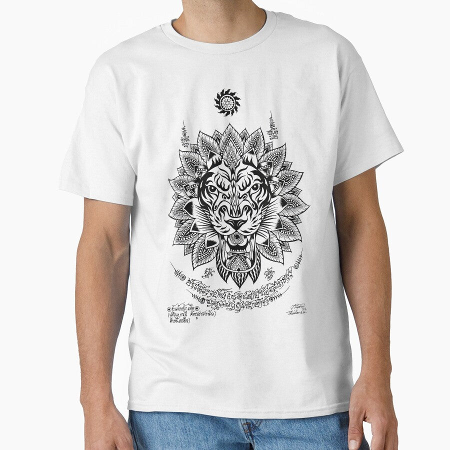 Thai traditional art of Talisman Tiger face Black color. by AmornGallery
