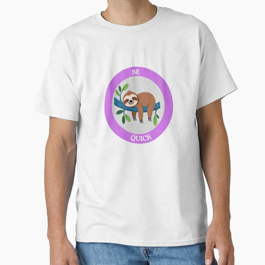 Be Quick Sloth - Sleeping Sloth on Branch Circle Art by Love3Happy