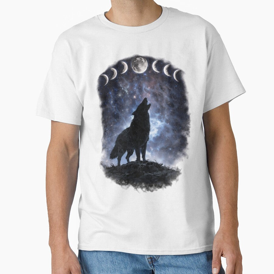 Moon Phase Wolf - Howling Lunar Design by ClutchCassidyTees