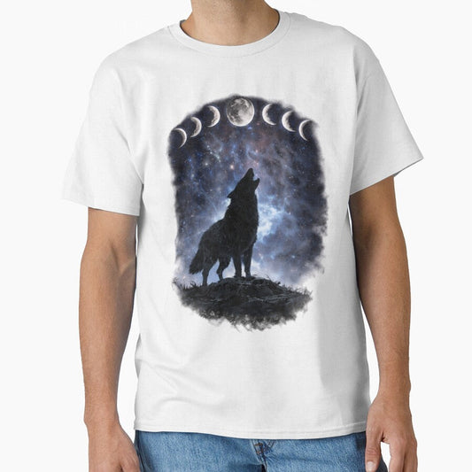 Moon Phase Wolf - Howling Lunar Design by ClutchCassidyTees