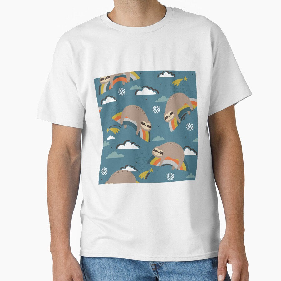 Vintage Sloth On Blue by ArtCreations79