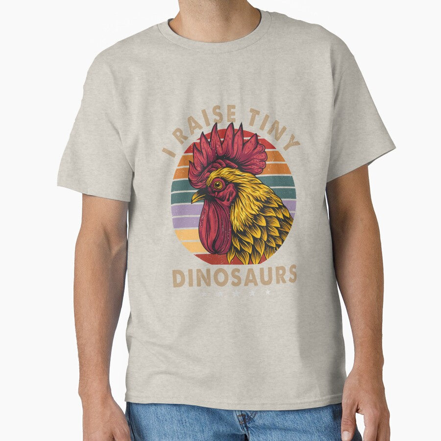 I Raise Tiny Dinosaurs Chickens Poultry Farmer Farm Retro by Ameddesigns