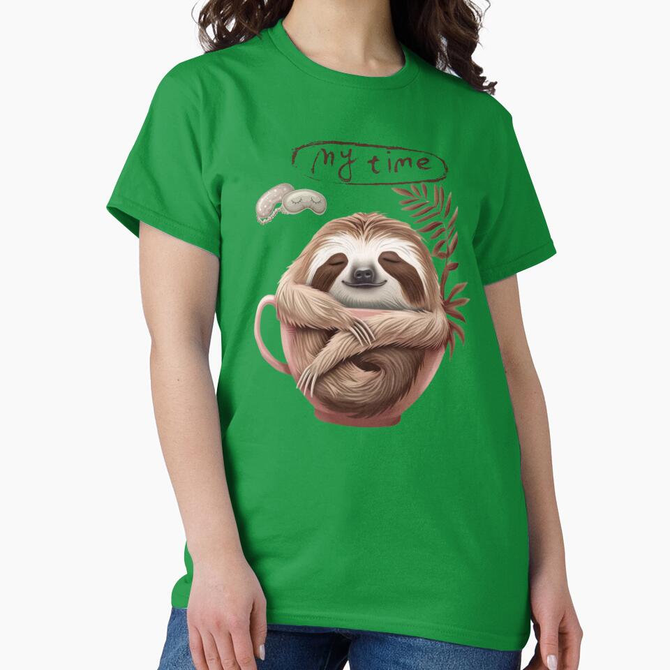 sleeping sloth animal classic tshirt by anandsiva2703