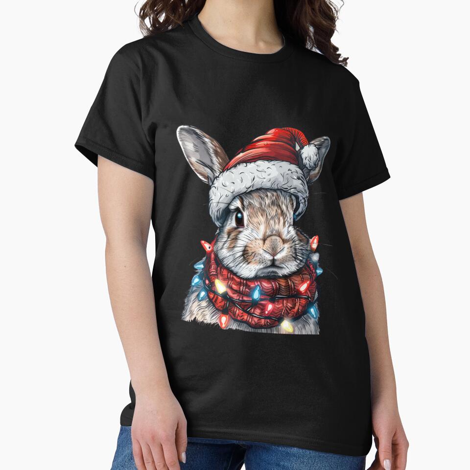 Festive Rabbit Sticker with Christmas Lights, Santa Hat, and Scarf by tjnextgen99
