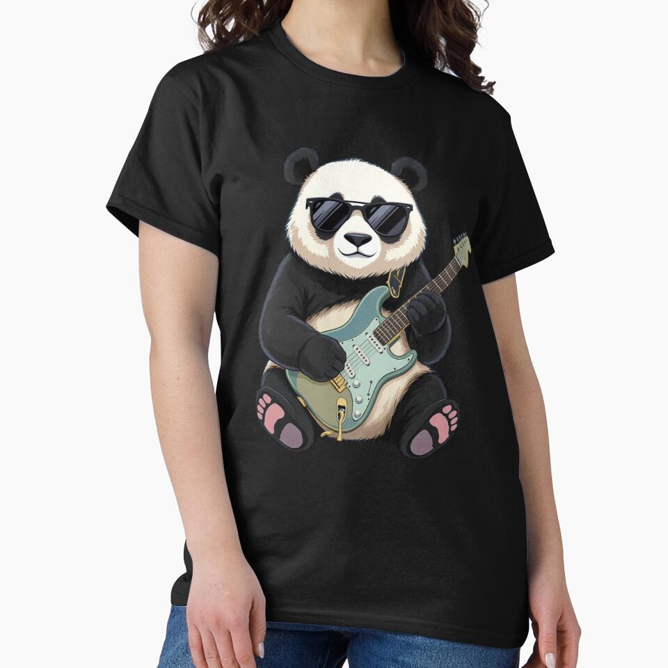Panda Guitar Cool Illustration | Sunglasses Panda Playing Electric Guitar | Chill Music Design by ColorSplash123