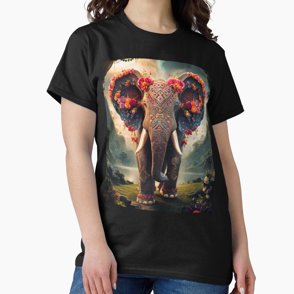 Elephant Portrait. floral elephant, whimsical elephant, colorful elephant by ElephantVibes