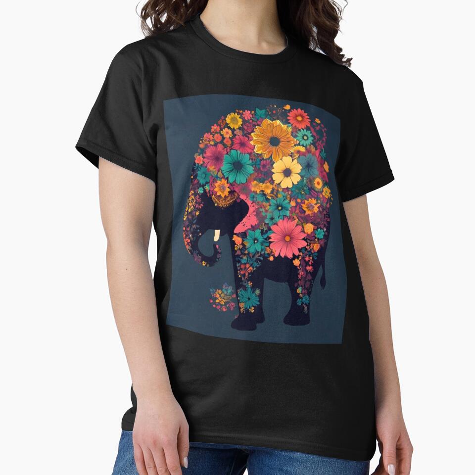 Elephant Portrait. elephant silhouette floral by ElephantVibes