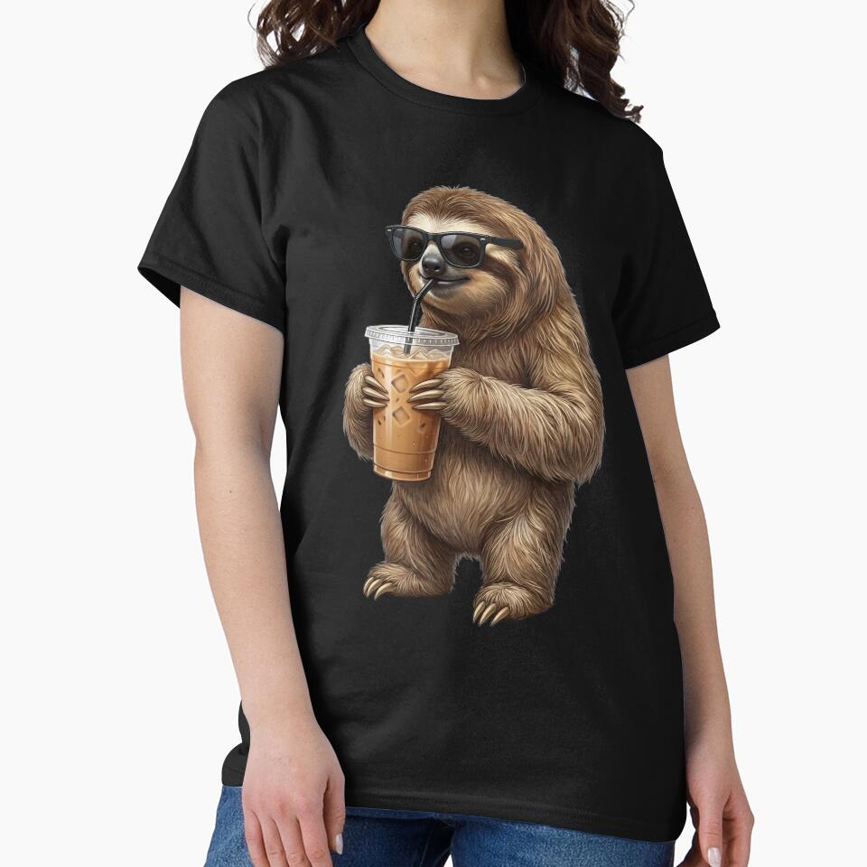 Funny Sloth Drinking Iced Coffee Meme Sloth Lover by TerryConnells