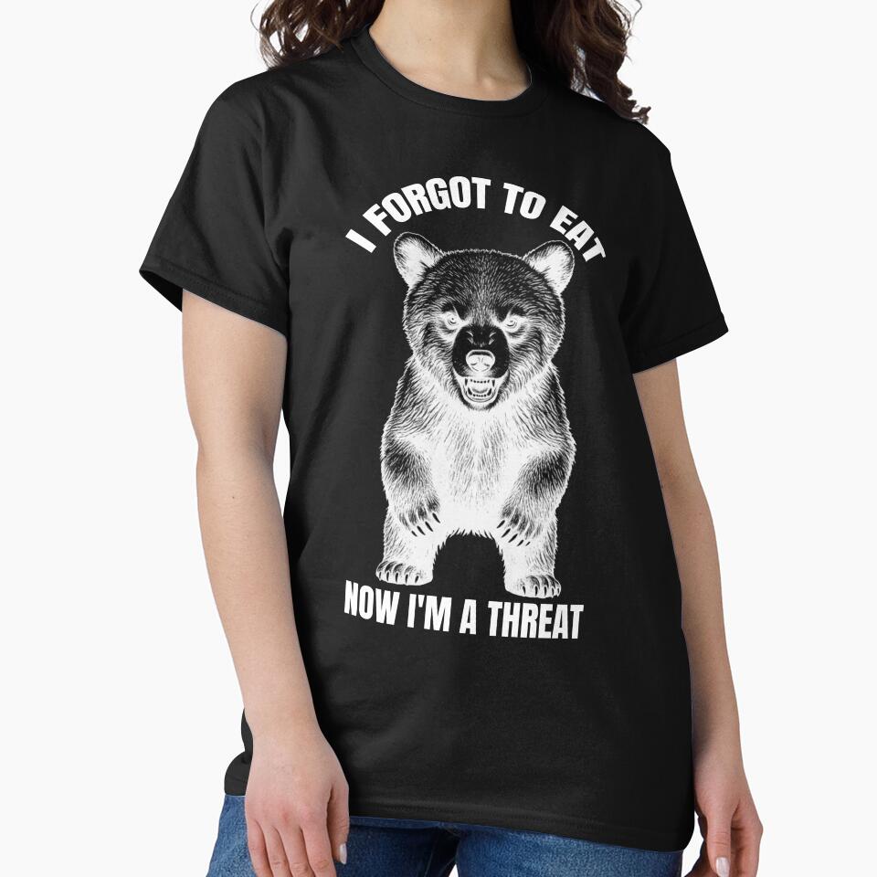 Hangry Bear - I Forgot To Eat And Now I Am A Threat | Funny Angry Bear Sticker T-Shirt by MuggyandMo
