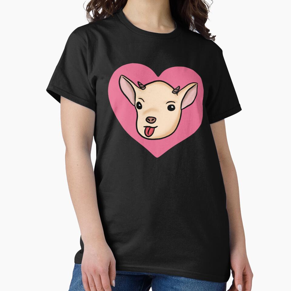 Funny Goat Pink Heart by Mochi-Merch