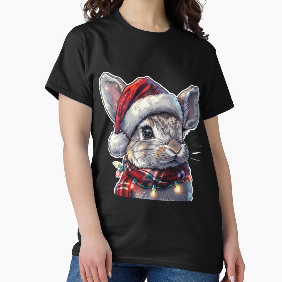 Hyper Realistic Rabbit with Christmas Lights, Santa Hat, and Scarf by tjnextgen99
