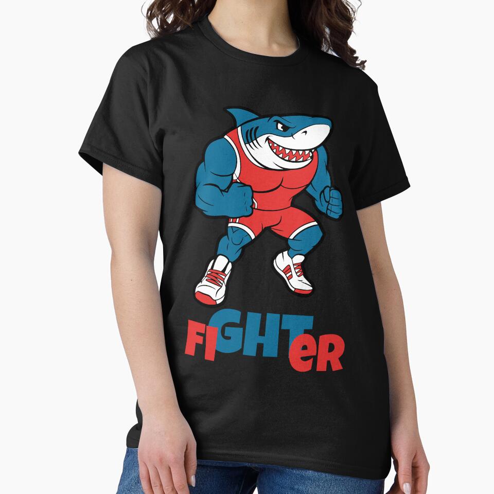 Muscle Shark Fighter – Fierce Boxing Cartoon Design by Karim-Karem