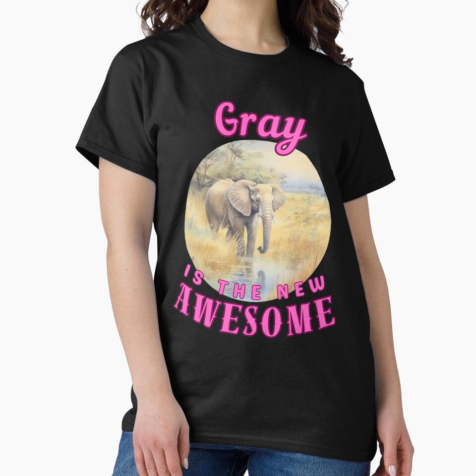 Gray Is the New Awesome. elephant saying by ElephantVibes