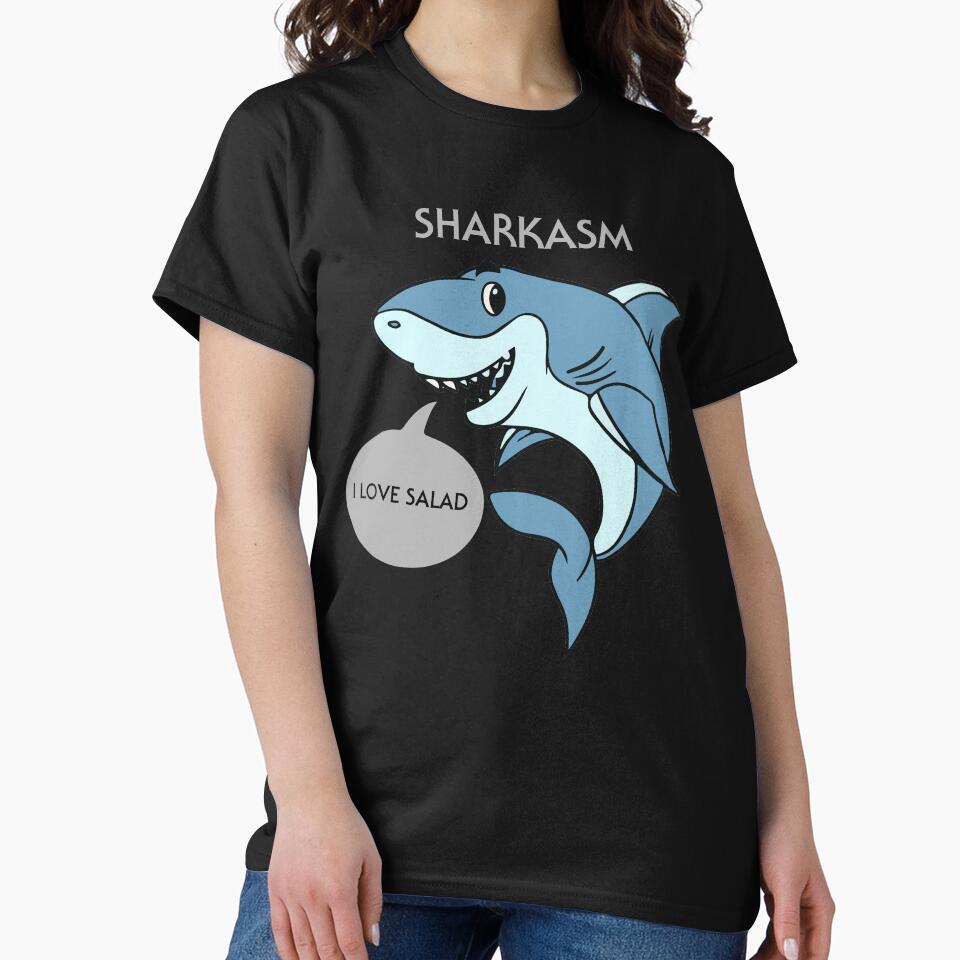 Sharkasm I Love Salad Shark Art Shark Teeth Shark Bite Shark Birthday Party Gift by TeesByDesign