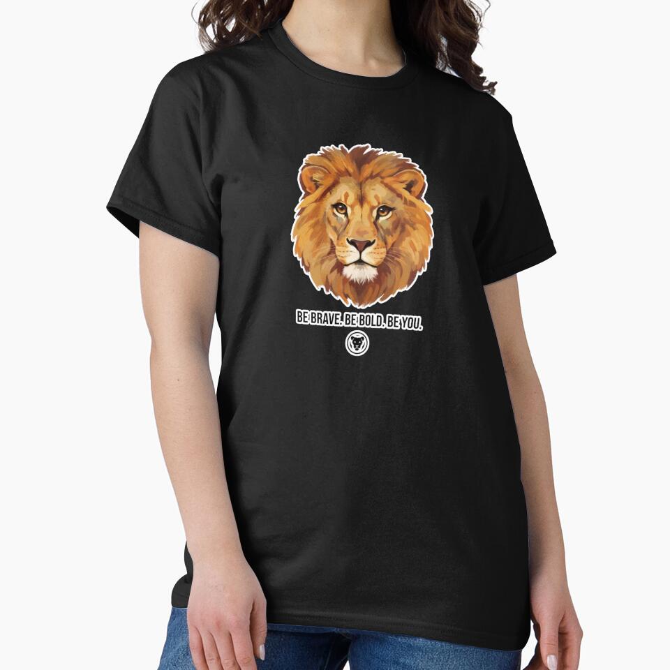 Roar With Confidence – Cute Lion Quote T-shirt by LittleLoopArt