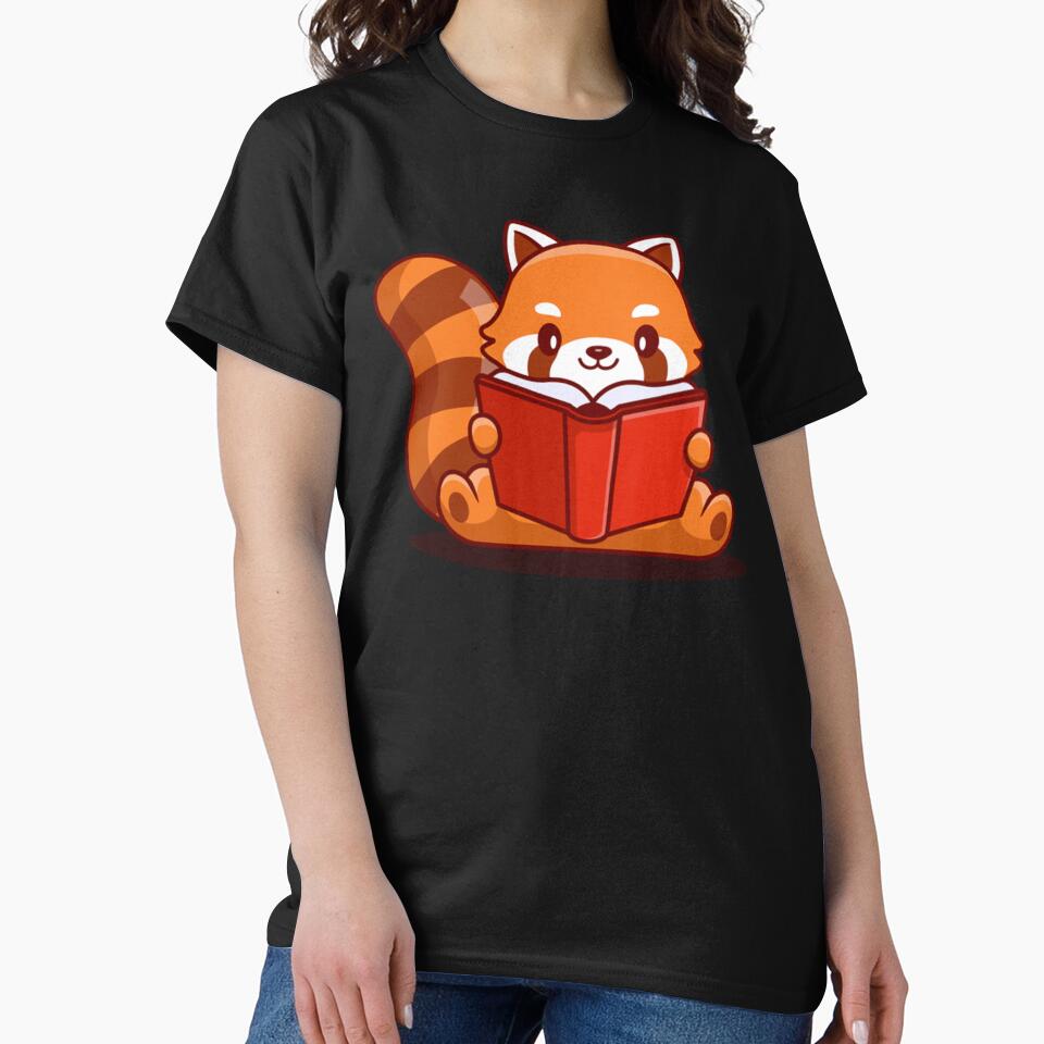 Cute Red Panda Reading Book by FraustoWilmer