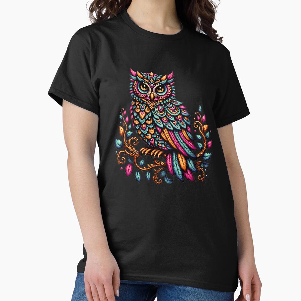 Colorful Mandala Owl – Boho Ornamental Owl Art, Vibrant Folk Bird Illustration by ArcticFoxStudio