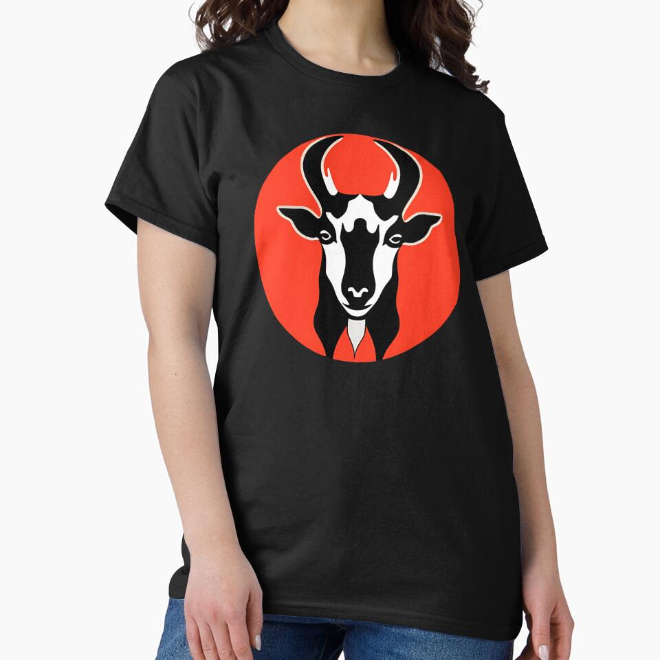 Abstract Goat in a Red Circle sticker design by Litheon