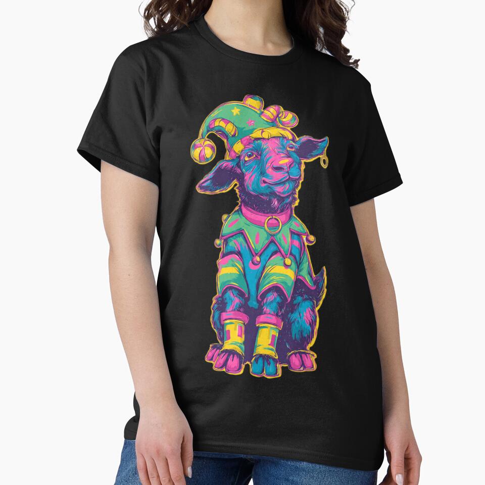 Vibrant Psychedelic Jester Goat - Colorful Trippy Rainbow Animal Art by DailySparks