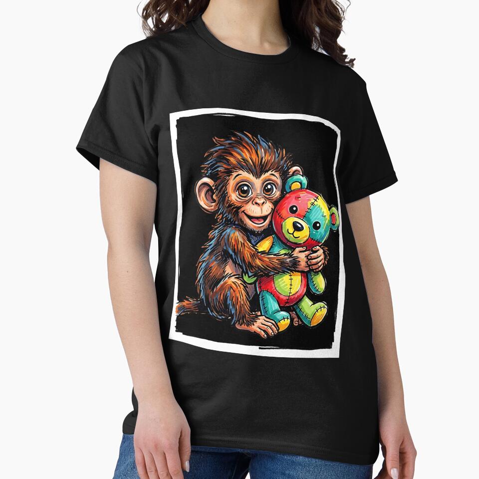 Cute Baby Monkey with Patchwork Teddy Bear by graphixpolash