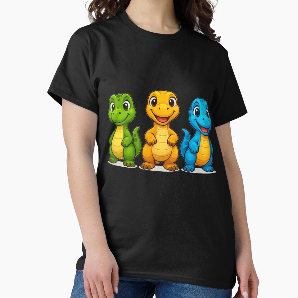 Three cartoonish dinosaurs by Ahau Designs